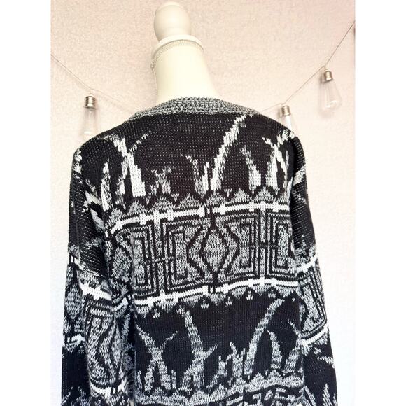 Vintage 1980's Uniform Code Black & White Knitted Sweater Medium - Picture 7 of 9